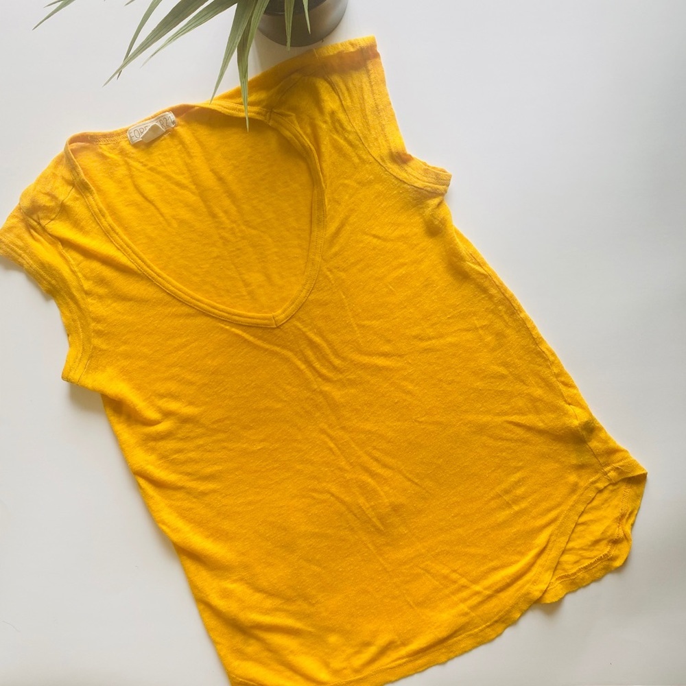 Forever 21 Yellow V-neck Shirt